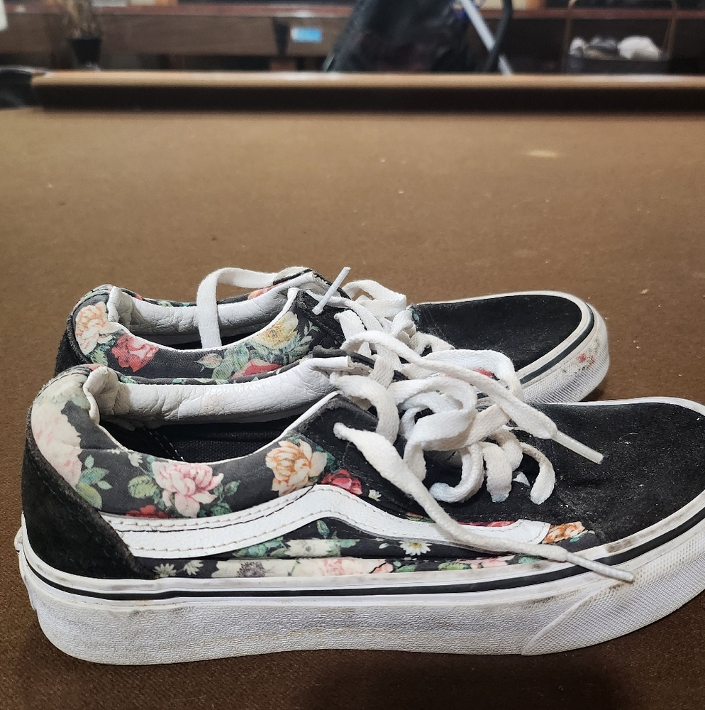 Floral Black and White Sneakers
